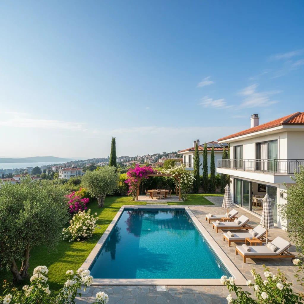 istanbul suburban villa garden pool